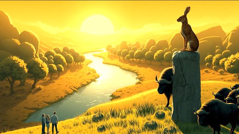 Un paisaje sereno y armonioso en oro