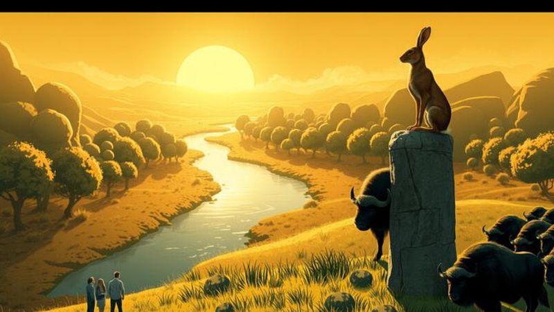 Un paisaje sereno y armonioso en oro