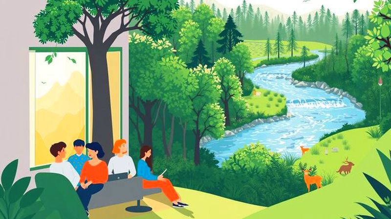 Paisaje armonioso se une a trabajo colaborativo