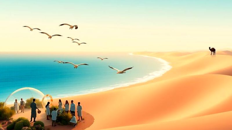 Un oasis sereno se encuentra con el mar