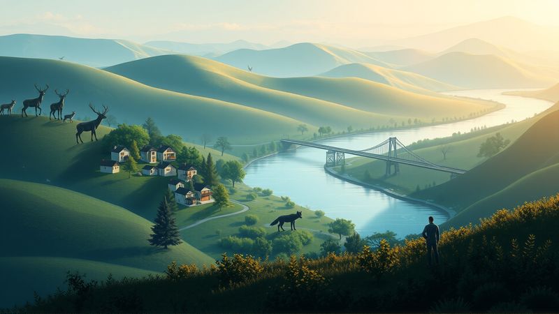 Paisaje tranquilo conecta naturaleza y hogar