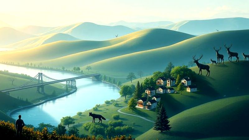 Paisaje tranquilo conecta naturaleza y hogar