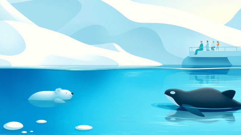 Un paisaje ártico tranquilo ilustra vida silvestre pacífica