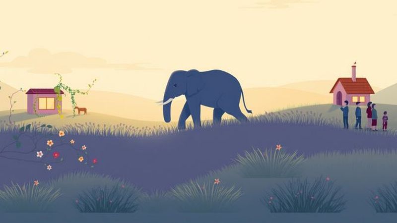 Un elefante estilizado armoniza con la ciudad