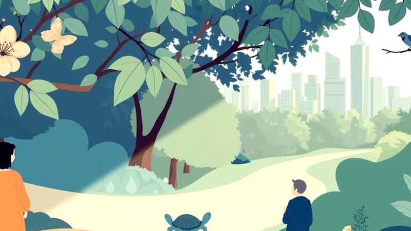 Ciudad y parque en armonía pacífica