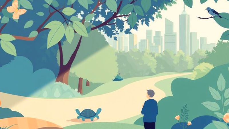 Ciudad y parque en armonía pacífica