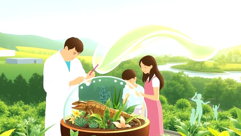 Un laboratorio tranquilo observa una transformación reptil
