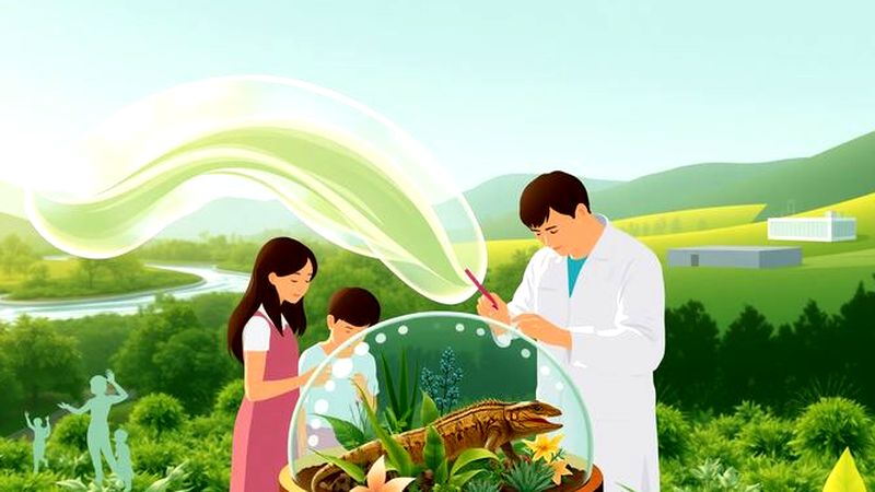 Un laboratorio tranquilo observa una transformación reptil