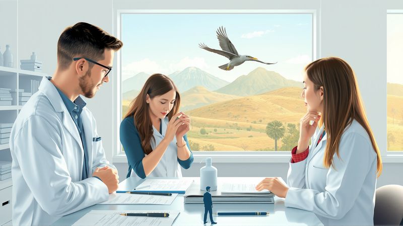 Un equipo estudia un pájaro en armonía
