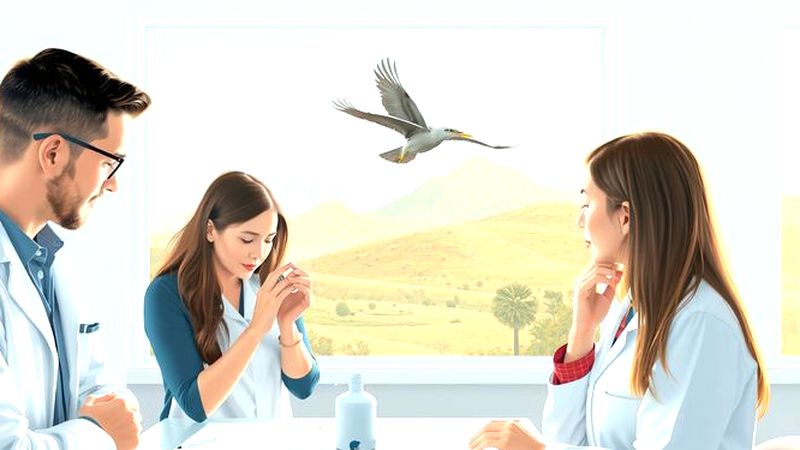 Un equipo estudia un pájaro en armonía