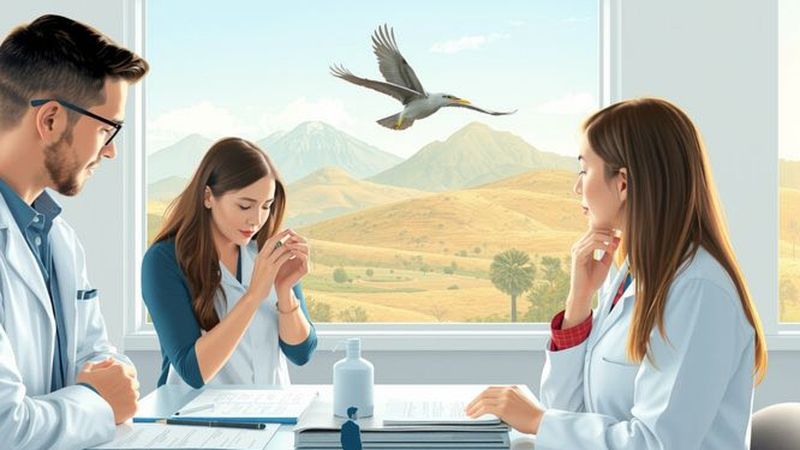 Un equipo estudia un pájaro en armonía