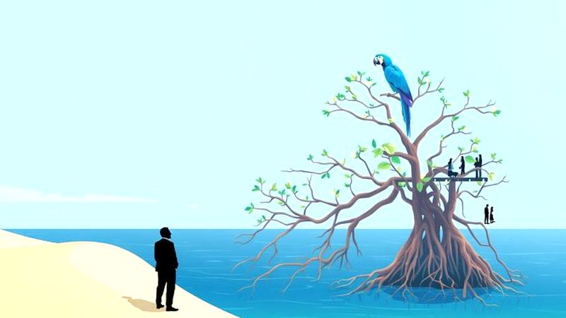Un paisaje costero tranquilo ofrece esperanza renovada
