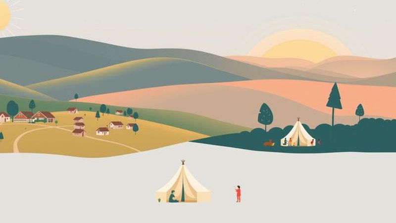 Un centro comunitario tranquilo en la naturaleza