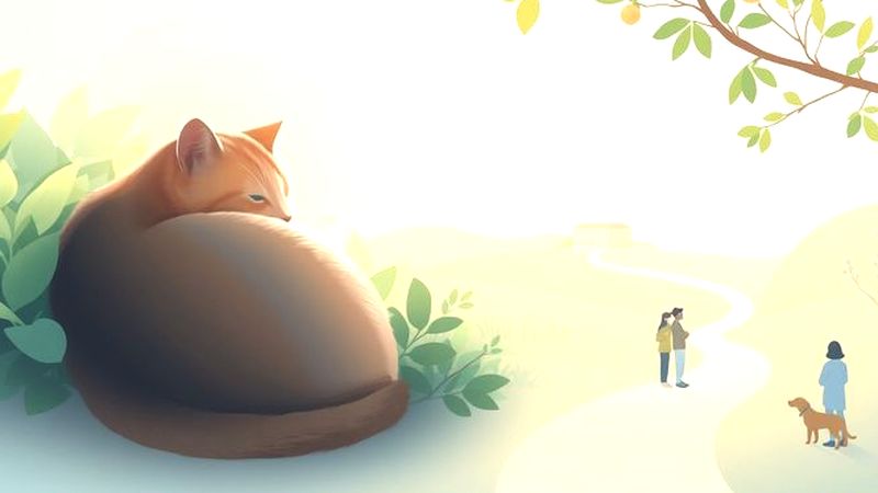 Un gato reflexivo observa un paisaje tranquilo