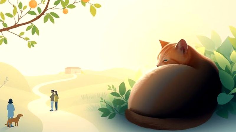 Un gato reflexivo observa un paisaje tranquilo