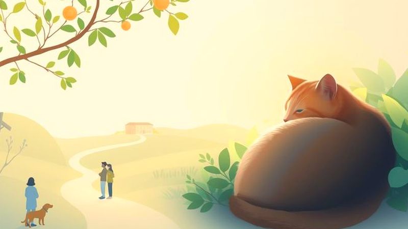 Un gato reflexivo observa un paisaje tranquilo