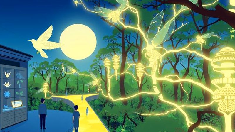 Un bosque iluminado revela estructuras naturales complejas