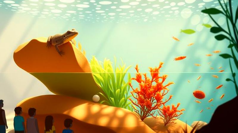 Un ecosistema acuático tranquilo y armonioso observa
